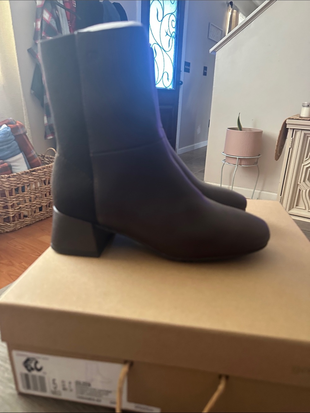 gentle souls Dark Brown Knit Ankle Booties with Block Heel